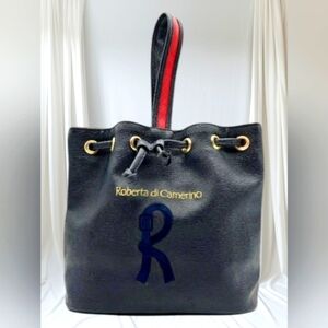 Roberta di Camerino Black Handbag with Red Stripe